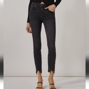 Zara Jeans Womens 10 The Skinny in Pearl Black Ankle Length Frayed Hem